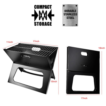 Portable Charcoal Grill - Mini BBQ Grill - Small Table Top Charcoal Grill For Camping, Outdoor Cooking - view 3