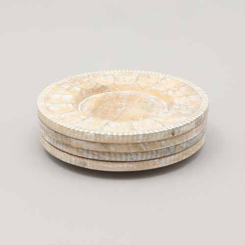 Handcrafted Wood White Charger Plate Wooden Dinning Placemat Artisan Wood Tableware - view 9