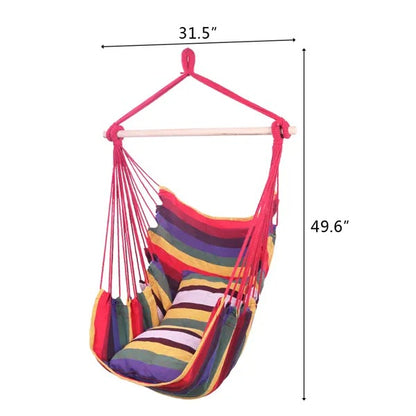 Distinctive Cotton Canvas Hanging Rope Chair With Pillows Rainbow - view 6