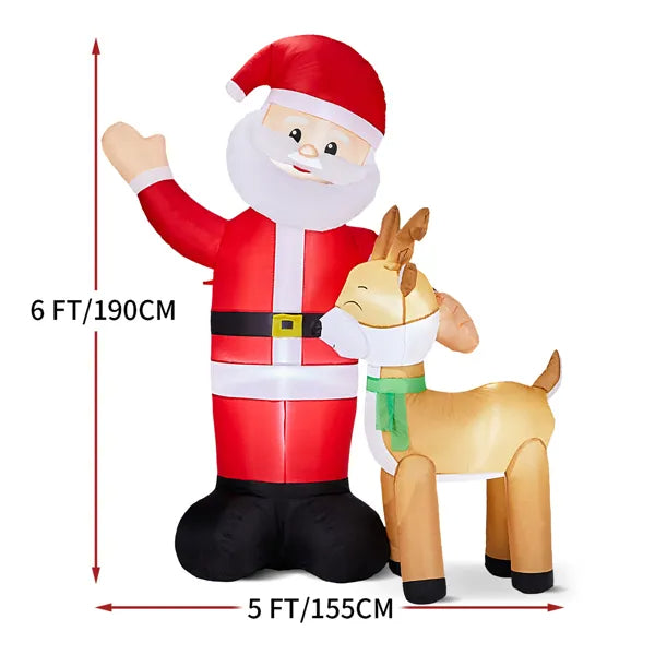 6.3FT Lighted Christmas Inflatable Decoration, Inflatable Santa And Reindeer - view 3