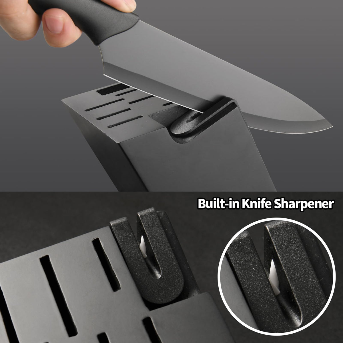 16 Pieces Kitchen Knife Block Set With Cutting Board, German Stainless Steel Knife Set With Sharpener, Dishwasher Safe - view 4
