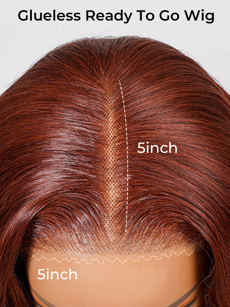 5x5 Lace Human Hair Wig Pre-cut Lace Reddish-Brown Body Wave, Density - view 5