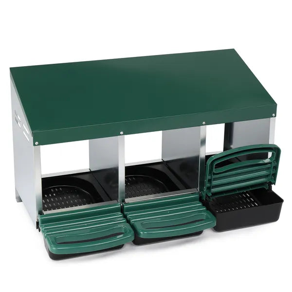 3 Compartment Roll Out Chicken Nesting Box With Plastic Basket, Egg Nest Box Chicken Laying Box Hens Chicken Coop Box - view 2