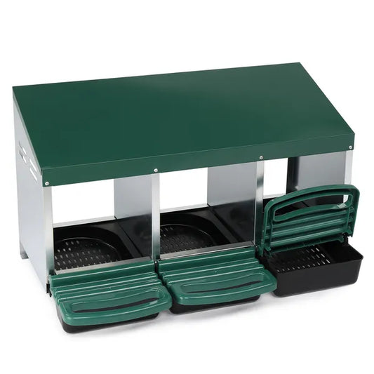 3 Compartment Roll Out Chicken Nesting Box With Plastic Basket, Egg Nest Box Chicken Laying Box Hens Chicken Coop Box - view 2