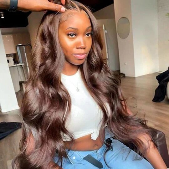 4x4 Lace Body Wave Human Hair Wig, Brown, Density - view 2
