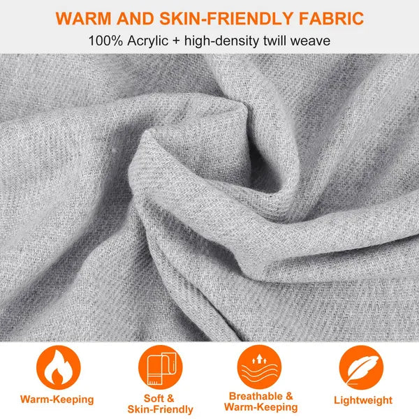 Mens Womens Oversize Cashmere Wool Shawl Wraps Blanket Winter Solid Scarf Soft Pashmina 79" X 28" - view 4