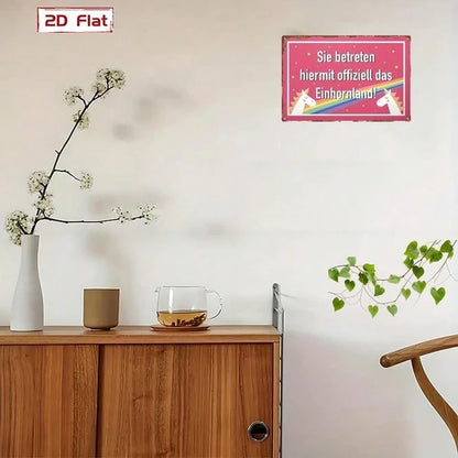 Unicorn Welcome 2D Flat Metal Sign, 8x12 Inch Pink Rainbow Star Wall Decor, Waterproof Rustproof Bedroom Home Decoration - view 5