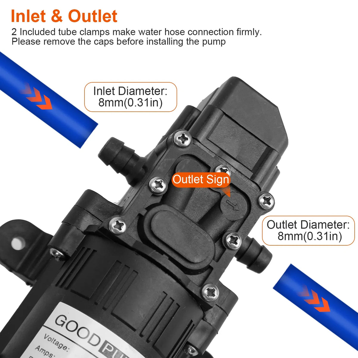 12V Water With 2 Hose Clamps 130PSI Self Priming Sprayer 70W Electric Diaphragm Water 6L Min For RV Camper Marine Boat - view 4