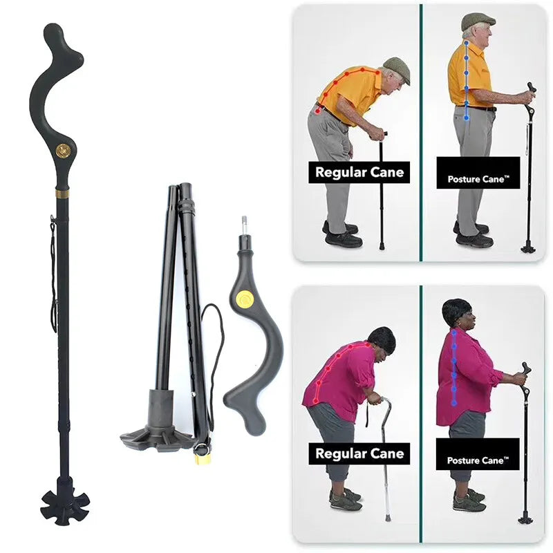 Posture Cane Adjustable Height Walking Stick Hiking Walking Aid Cane - view 3