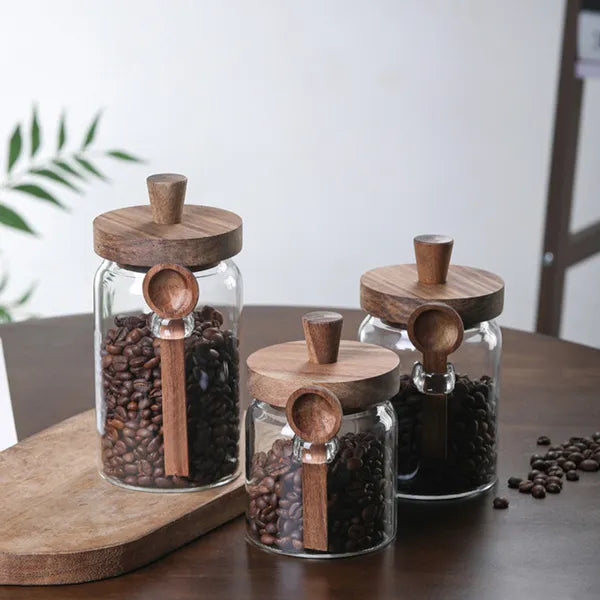 3 Pcs Glass Coffee Jars With Spoons, Candy Jars, Biscuit Jars, Storage Jars, Tea Jars, Snack Jars, Seasoning Jars - view 2