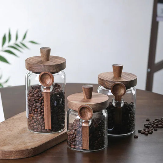 3 Pcs Glass Coffee Jars With Spoons, Candy Jars, Biscuit Jars, Storage Jars, Tea Jars, Snack Jars, Seasoning Jars - view 2