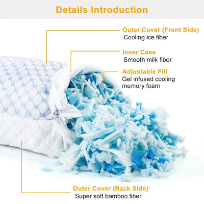 Bed Pillows Cooling Memory Foam Pillow Ventilated With Cooling Gel Infused Memory Foam Heat Reducing Cooling Fiber - view 8