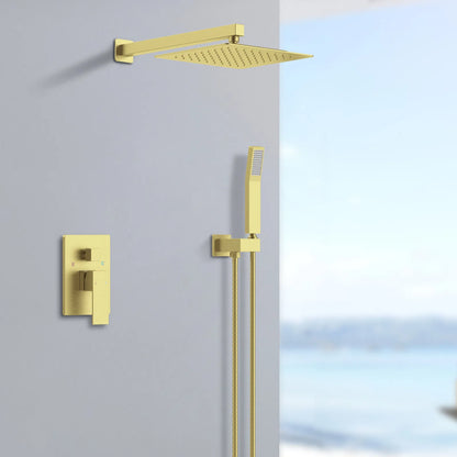 Shower System Shower Faucet Combo Set Wall Mounted with 12" Rainfall Shower Head and handheld shower faucet