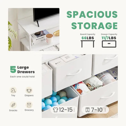 Dresser For Bedroom, Chest Of Drawers, 5 Drawer Dresser, Closet Fabric Dresser With Metal Frame Tv Stand - view 9