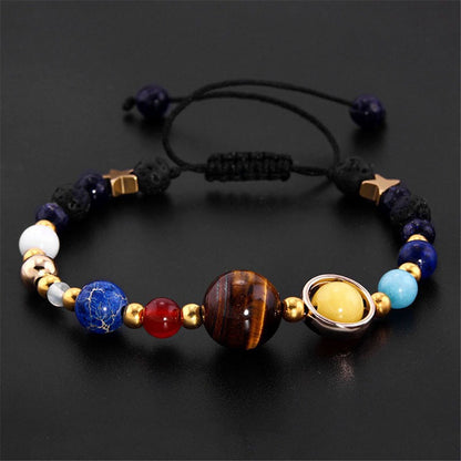 Eight Planets Alloy Bracelet, Natural Stone Bead Bracelet Women Solar System Bracelet Universe Galaxy The Eight Planets