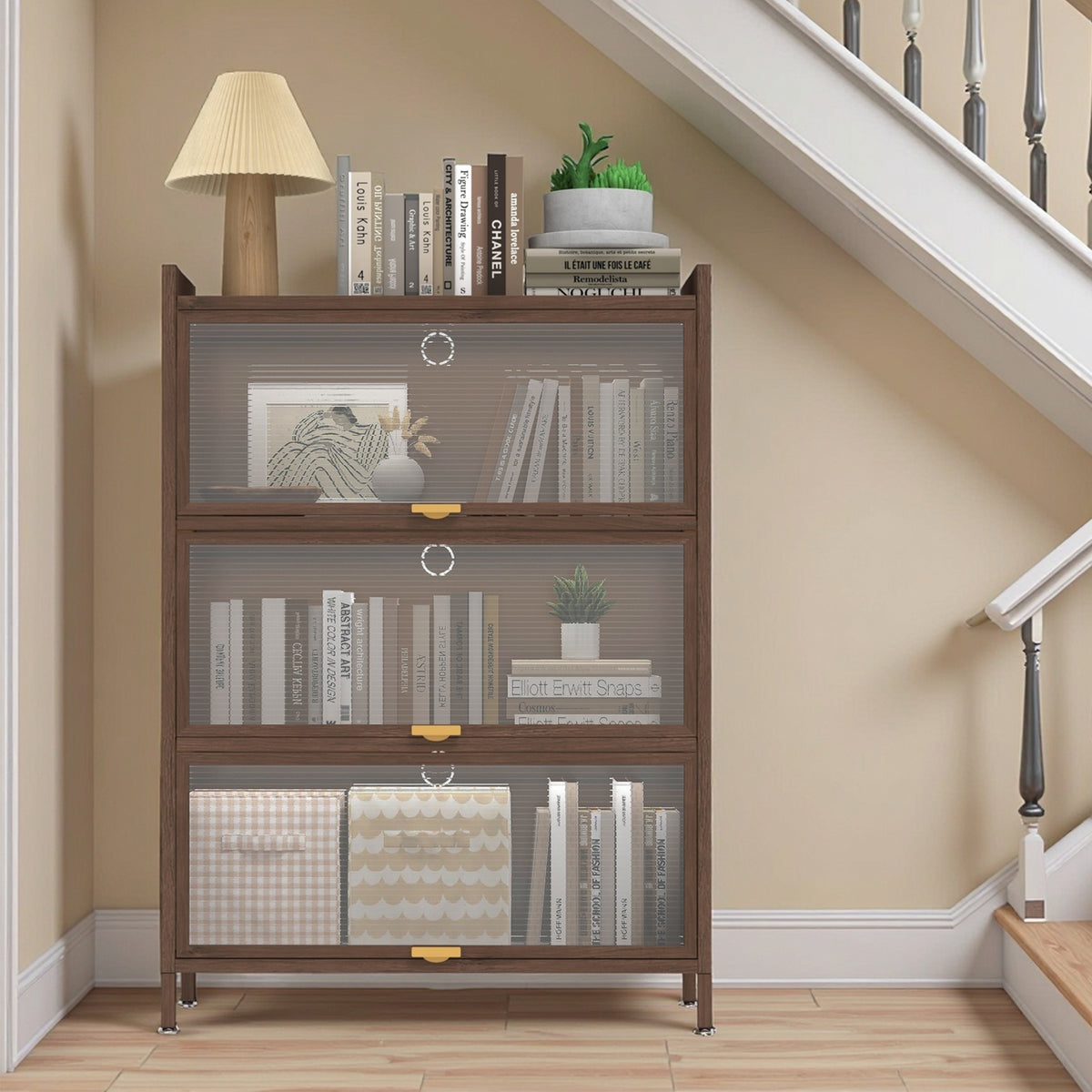 44'' Tall Metal 3 Flip Doors Cabinet, With Ample Storage Space For Bedroom, Office, Living Room, Hallway