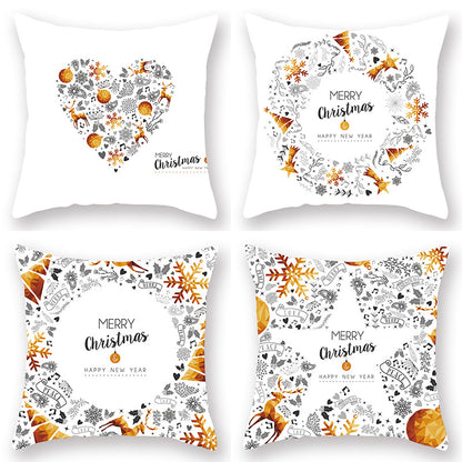 Home Golden Christmas Pillow Cover