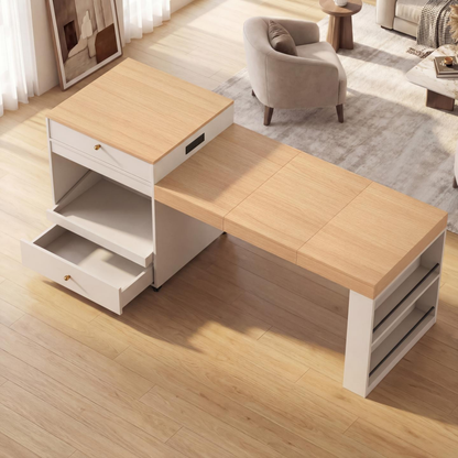 78.8inch Rolling Kitchen Island With 3-Stage Extendable Dining Table Seats 6-8, Built-in Power Outlet - view 5