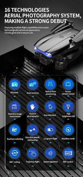 The E99 PRO Drone Is Equipped With A 4.91-inch Screen Controller, An SD Card, 2 Batteries, A Brushless Motor - view 4