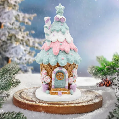 Gingerbread House Decorations, Pastel Pink Gingerbread Christmas Decor - view 3