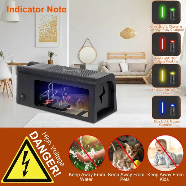 Electric Rat Trap Reusable Mice Trap Rodent Zapper Indoor Pest Control Rechargeable Shock Mice Killer With 1800V High - view 5