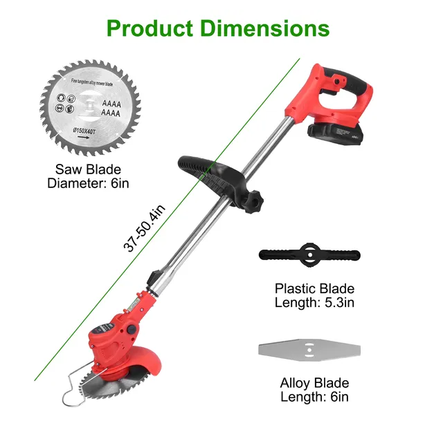 Electric Cordless Grass Trimmer Rechargeable Lawn Mower Weed Cutter With Alloy Saw Blade 2 Alloy - view 4