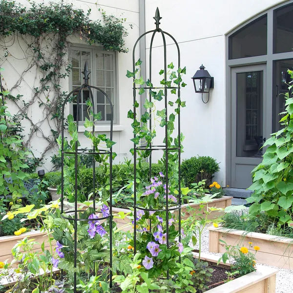 6.2ft Garden Obelisk Trellis Lightweight Rustproof Plastic Coated Metal Tall Tower Trellis Stand - view 7