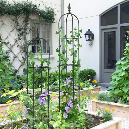 6.2ft Garden Obelisk Trellis Lightweight Rustproof Plastic Coated Metal Tall Tower Trellis Stand - view 7