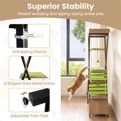 73" Multi-Level Cat Tree with Condo & Perch, Multi-Cat Climbing Tower with Scratching Pad & Interactive Toys - view 8