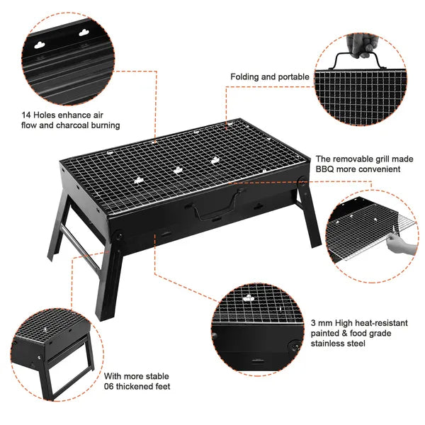 Foldable Smoker Grill Portable Lightweight BBQ Charcoal Grill For Camping Picnics Garden Grilling RV Travel - view 9