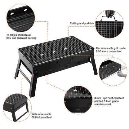 Foldable Smoker Grill Portable Lightweight BBQ Charcoal Grill For Camping Picnics Garden Grilling RV Travel - view 9