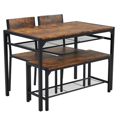 Dining Table Set For 4, Kitchen Table With 2 Chairs And A Bench, 4 Piece Kitchen Table Set For Small Space - view 6