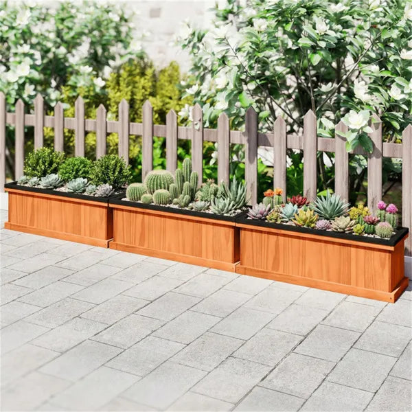 Detachable Bottom Garden Bed, Protective Coating Pine Planter For Herbs, Flowers & Vegetables 28 X 9.5 X 10 - view 4