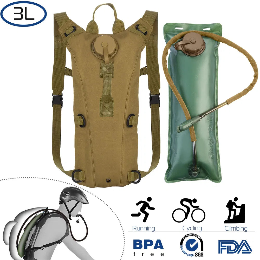 Tactical Hydration Pack 3L Water Bladder Adjustable Water Drink Backpack - view 8