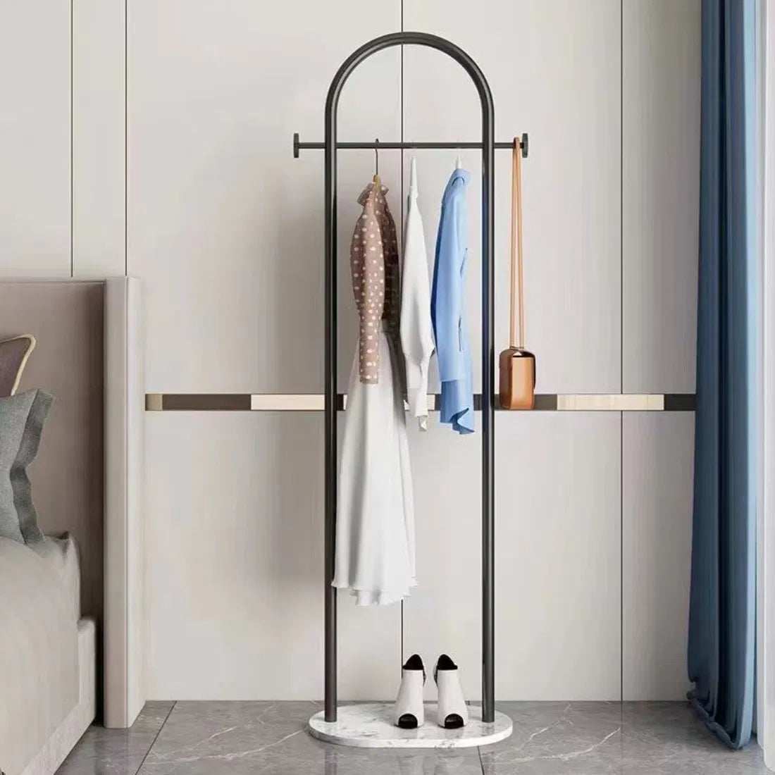 Clothing Rack, Golden Metal Freestanding Heavy Duty Clothes Rack with Marble Base
