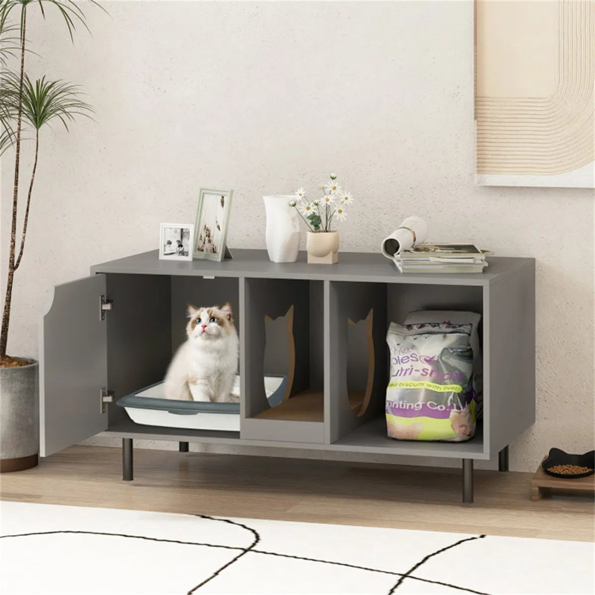 Gray Cat Litter Box Enclosure - view 4