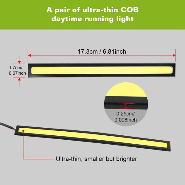 2Pcs LED Daytime Running Lights Car LED COB DRL Fog Lights IP45 Waterproof LED Strip Fog Day Driving Lamp Sticker - view 3