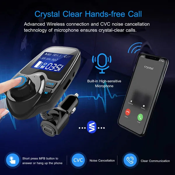 Car Wireless FM Transmitter Fast USB Charge Hands-free Call Car MP3 Player AUX Input - view 2