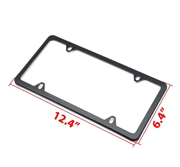 2x High Quality Stainless Steel Metal License Plate Frame Tag Cover Black New US - view 5