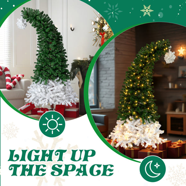 6 FT Santa Hat Style Pre-lit Christmas Tree, Hinged Artificial Xmas Tree Pine Tree With 250 Warm White Lights - view 4