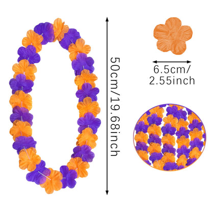 24 Pcs Halloween Leis Hawaiian Leis Necklace Tropical Flower Lei Floral Luau Party Decorations Orange Purple Dance - view 7