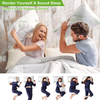 2 pack Bamboo Memory Foam Pillow Hypoallergenic Bed Pillow For Head Neck Rest Sleeping Shredded Pillow Washable Cover - view 4