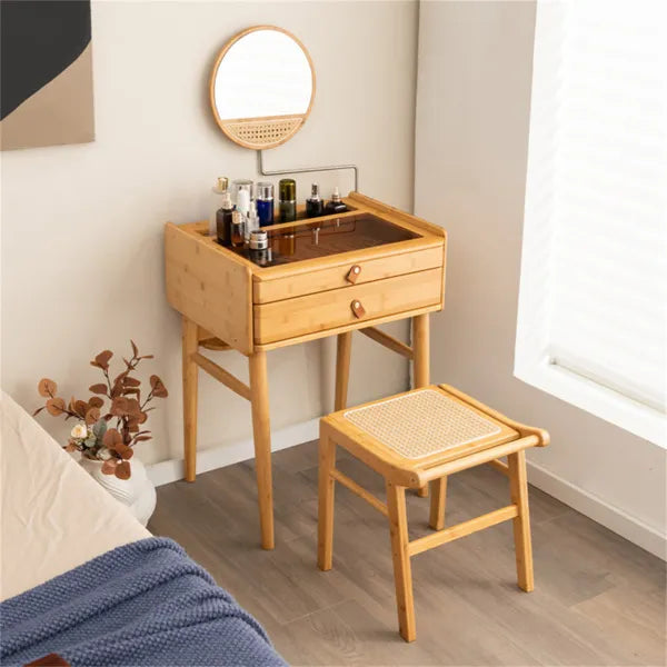 Bamboo Vanity with Mirror and 2 Storage Drawers - view 7