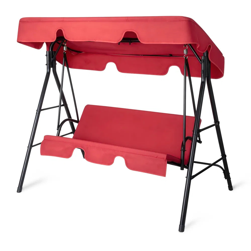 68x43x60 Inch Red KD Style With Cushion Canopy Iron Oxford Cloth 250kg Iron Swing Set - view 5