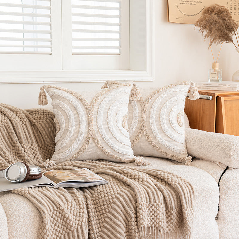 Simple Sofa With Tassel Cushion And Throw Pillow Covers - view 2