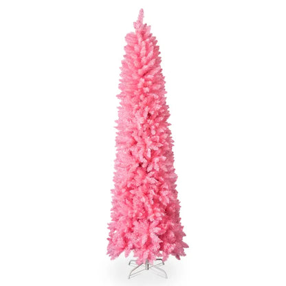 7.5 FT Hinged Christmas Tree, Artificial Pencil Christmas Tree, Unlit Artificial Christmas Pine Tree With 1075 Branch - view 4