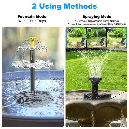 3-Tier Solar Bird Bath Fountain Solar Powered Water-Pump Waterfall Feature With Colorful Light 3 Nozzles 6W Solar Panel - view 5