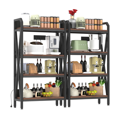 56.30'' Bakers Rack 4-Level Storage Shelves Metal And Wooden Kitchen Shelves, Kitchen Organizers And Storage - view 4