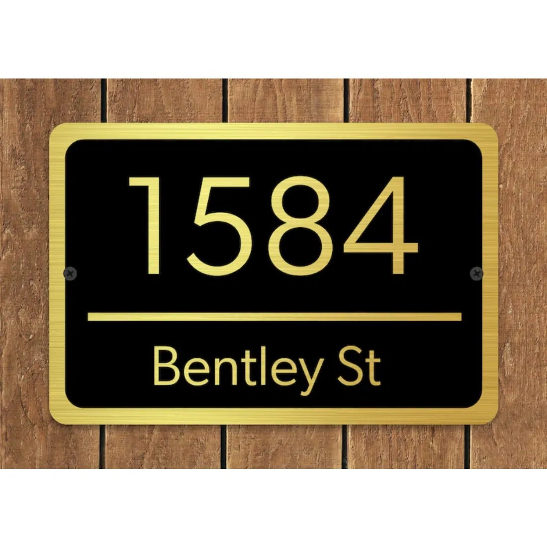 Custom Home Address Plaque Metal Brushed Gold Design Text House Number Sign