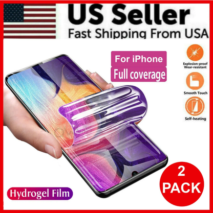 2PCS Hydrogel Screen Protector For 15 14 13 12 11 Pro Max SE X XS XR 8 7 - view 6